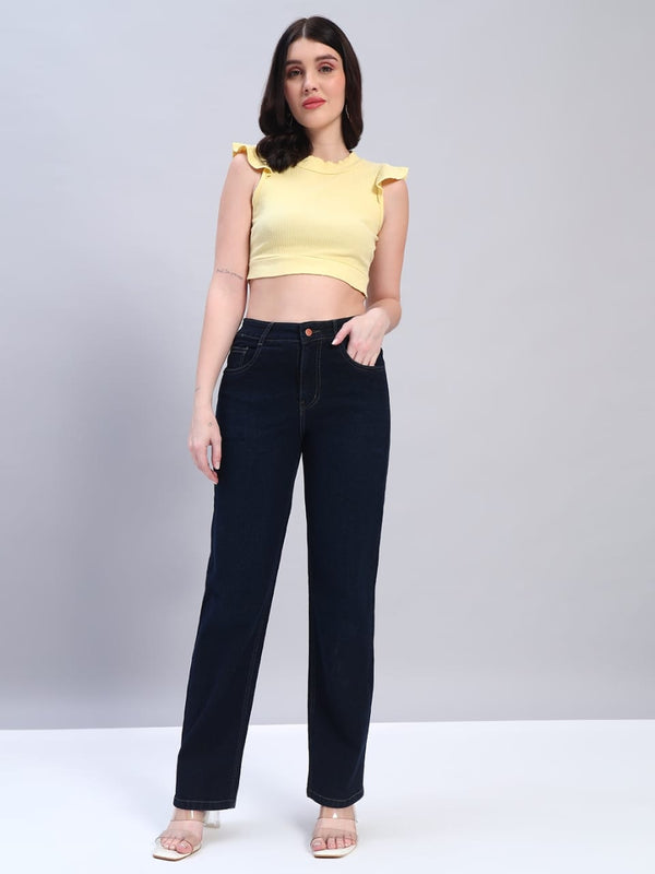 Women Comfort Straight Fit High-Rise Light Fade Stretchable Jeans