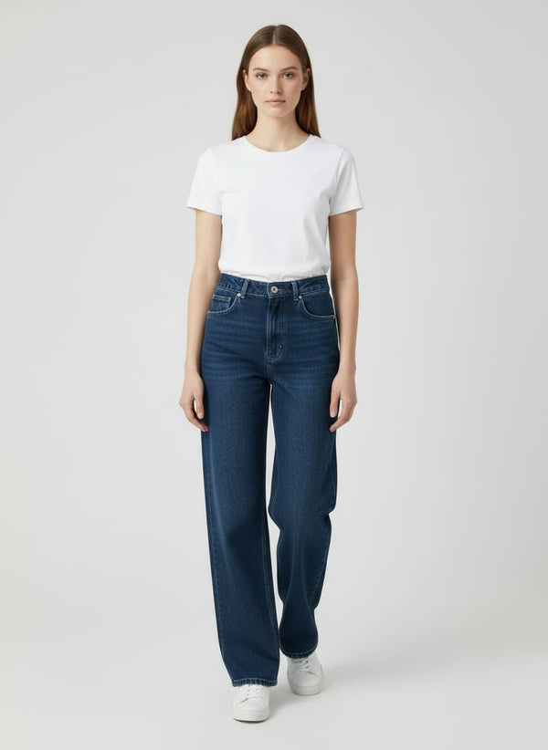 FashionFibre Women Non-Stretch Straight Fit High Rise Dark Blue Jeans